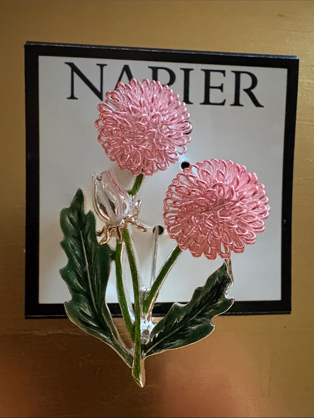 NWT Napier Pink Chrysanthemum brooch Floral